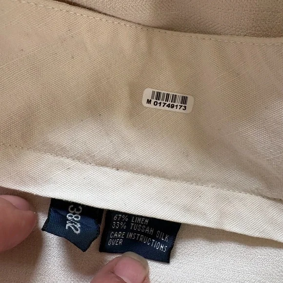 VTG Polo Ralph Lauren Chino Pants Mens 38/32 Beige Linen/ Silk Mid Straight Leg - Picture 4 of 11